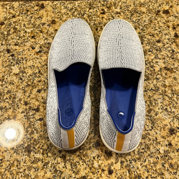 Rothy’s Opal Python Sneakers Women’s 10.5 Grey White Marigold Yellow Heel Stripe - Picture 5 of 8